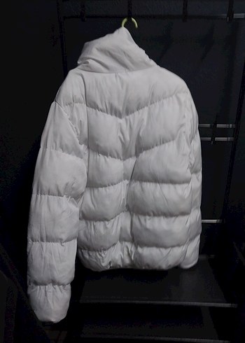 Beyaz Nike Fermuarlı Kadın Kışlık Mont - Görsel 4