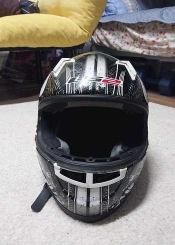 Desenli Siyah Gri Seramik Motosiklet Kaskı - Görsel 2