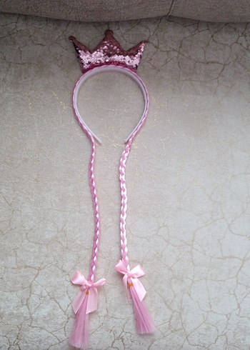 Pembe Nakışlı Bohem Taçlı Saç Bandı