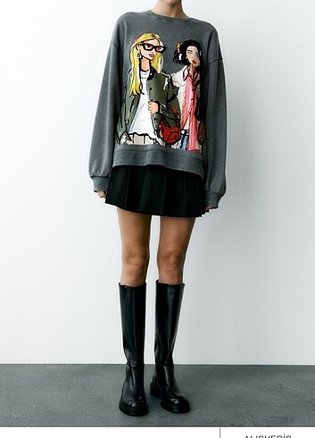 Zara ZARA / OVERSİZE ANTRASİT SWEATSHİRT