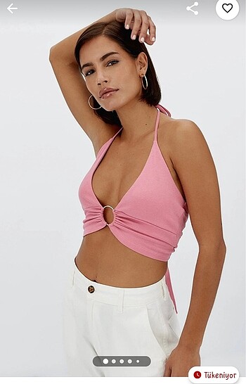 STR halka detaylı v yaka crop top