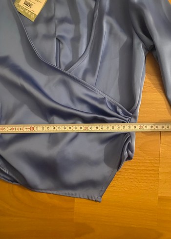 H&M Mavi Saten Uzun Kollu Bluz - Görsel 6