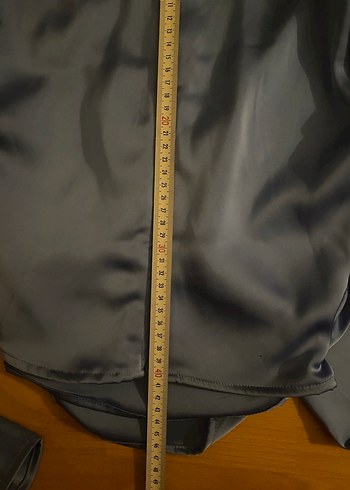 H&M Mavi Saten Uzun Kollu Bluz - Görsel 8