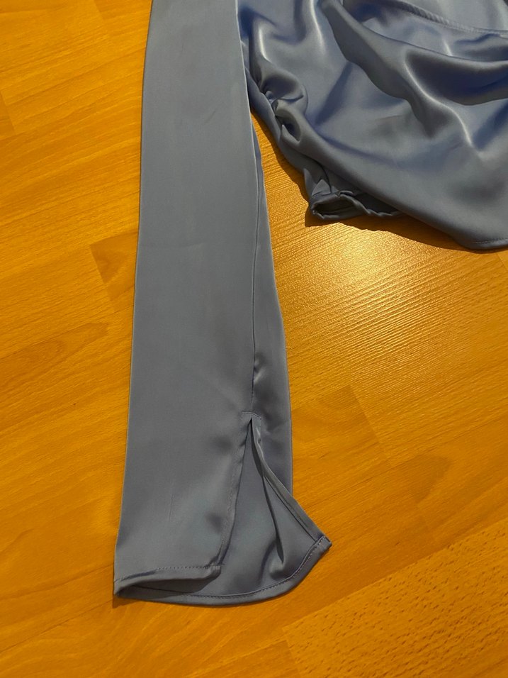 H&M Mavi Saten Uzun Kollu Bluz - Görsel 4