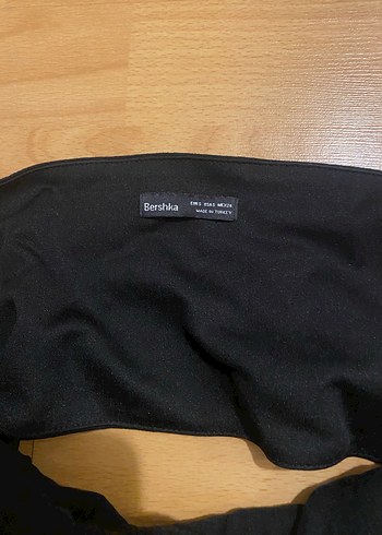 Bershka Kayık Yaka Siyah Uzun Kollu Mini Elbise - Görsel 4