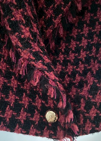 Bershka Kazyatağı Pembe Tüvit Crop Ceket - Görsel 4