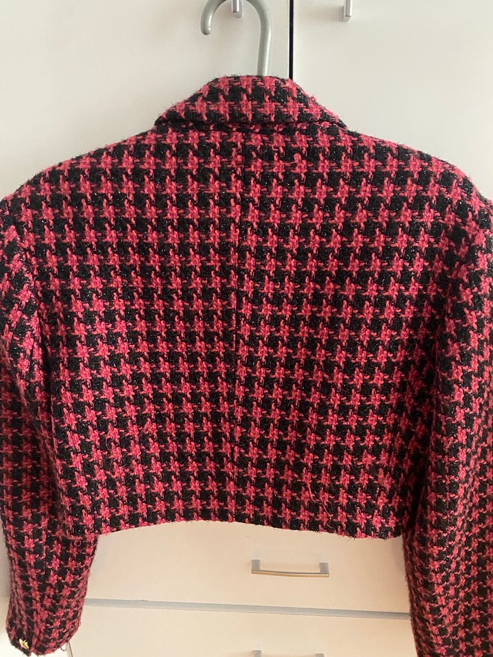 Bershka Kazyatağı Pembe Tüvit Crop Ceket - Görsel 2