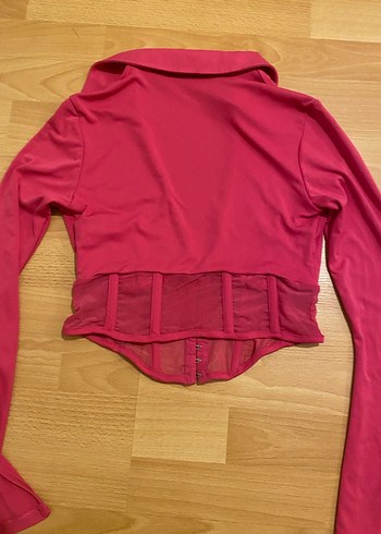 Zara Koyu Pembe Dekolteli Uzun Kollu Şık Bluz - Görsel 6