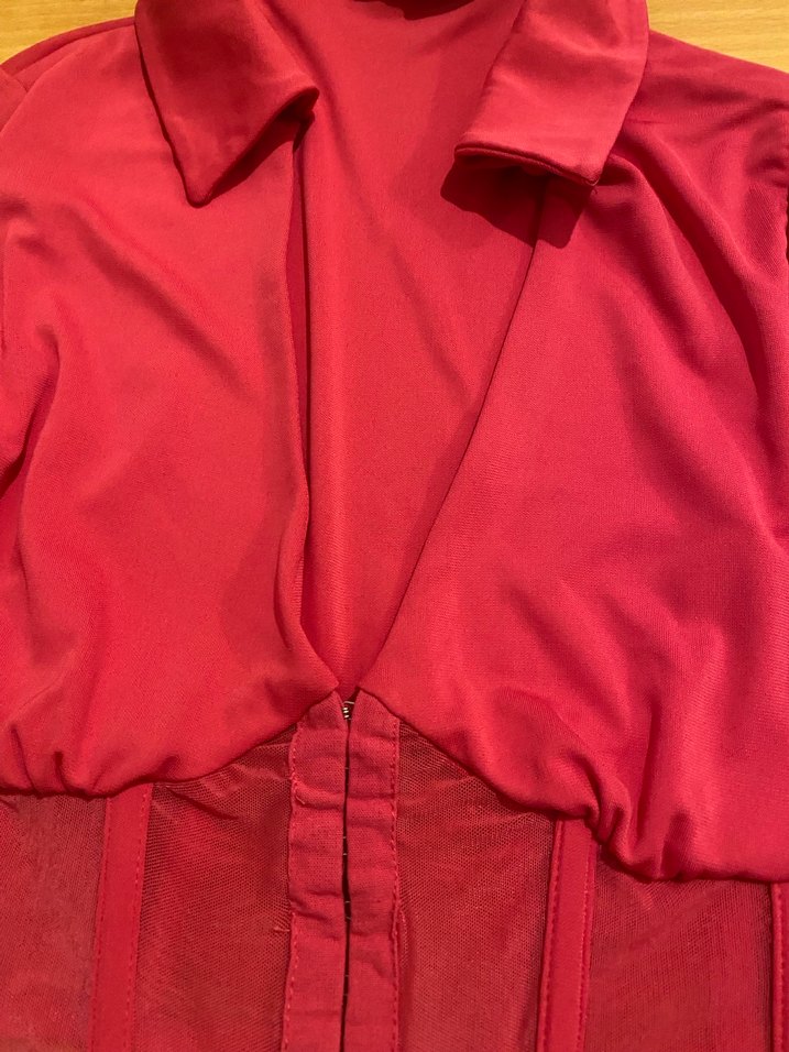 Zara Koyu Pembe Dekolteli Uzun Kollu Şık Bluz - Görsel 2