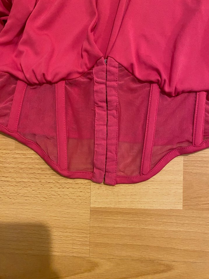 Zara Koyu Pembe Dekolteli Uzun Kollu Şık Bluz - Görsel 3