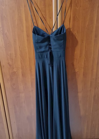 Siyah Uzun Askılı Kadın Abiye Elbise - Görsel 2