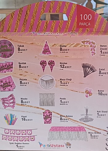 Pembe 100 Parça Parti Seti - Görsel 2