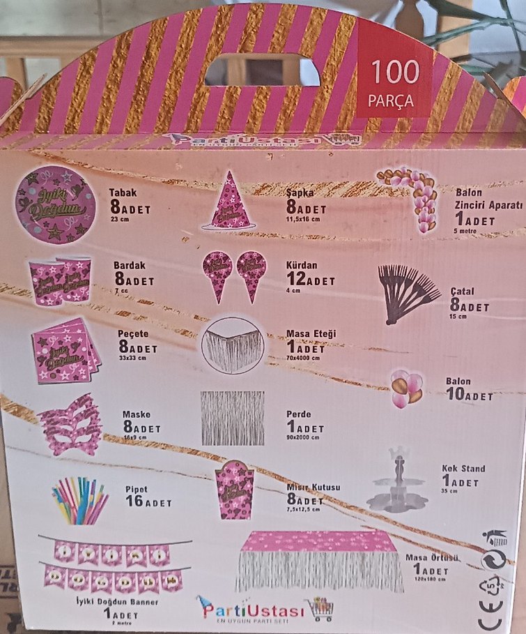Pembe 100 Parça Parti Seti - Görsel 2