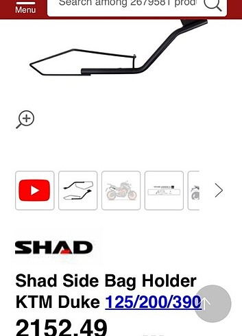 Shad marka motosiklet yan çanta tutucu 