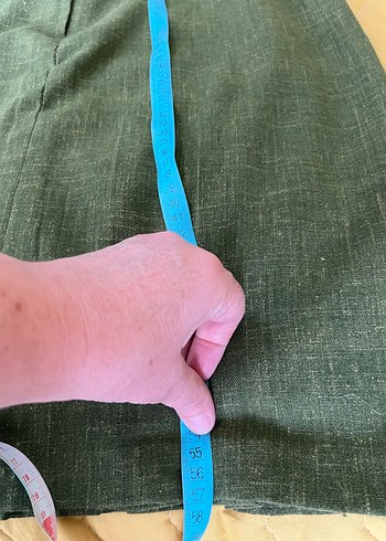 Zeytin yağı rengi Keten Pilili Midi Kadın Etek - Görsel 7