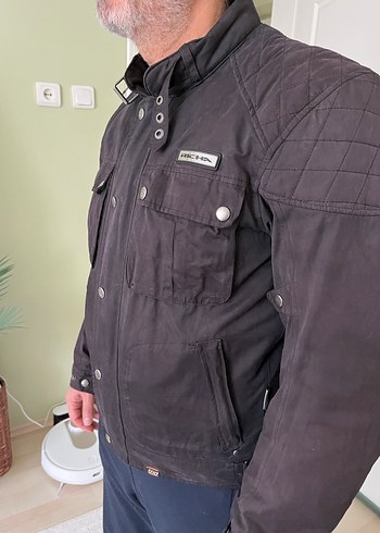 Düğmeli Siyah Denim Biker Ceket - Görsel 2