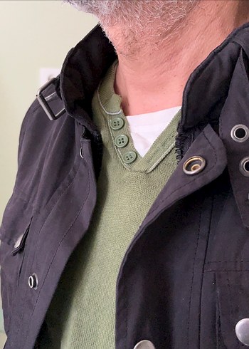 Düğmeli Siyah Denim Biker Ceket - Görsel 6