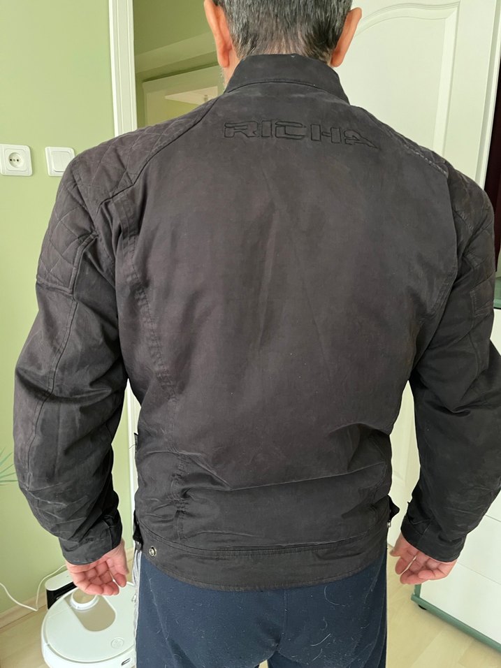 Düğmeli Siyah Denim Biker Ceket - Görsel 3