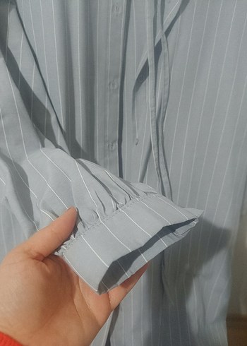 Düğmeli Gri Hamile Uzun Ceket - Görsel 5