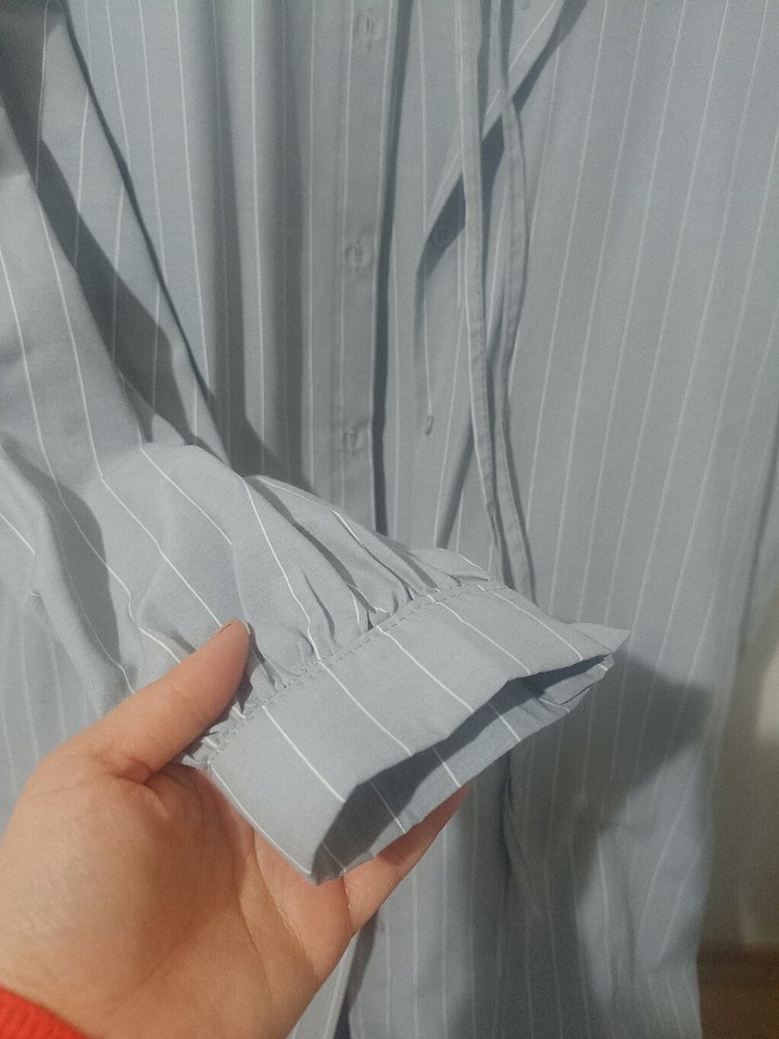 Düğmeli Gri Hamile Uzun Ceket - Görsel 5