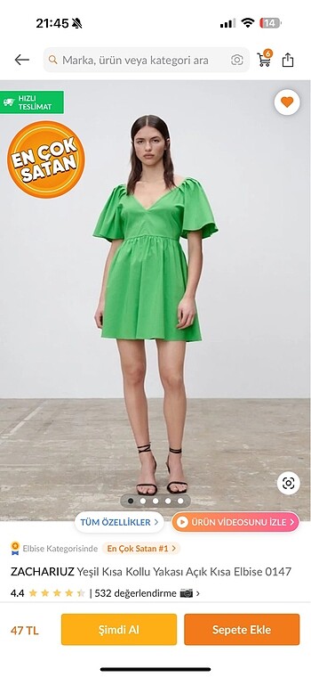H&M Yeşil mini elbise