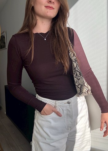 Bershka Kahverengi Kadın modal kumaş Bluz