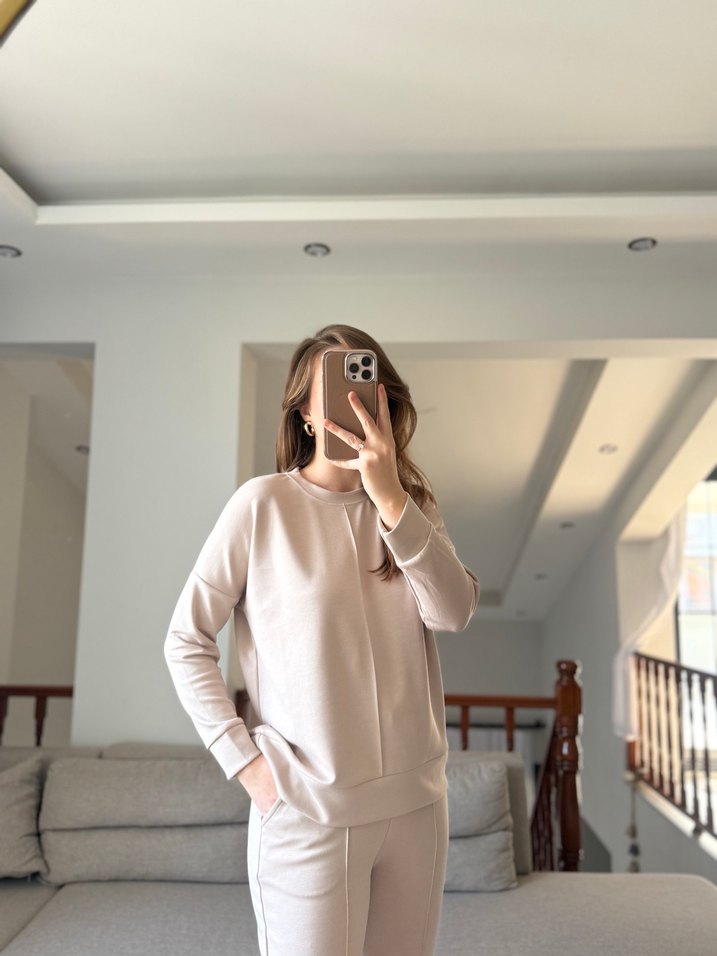 Bej Kadın Regular Fit Oysho eşofman takımı - Görsel 3