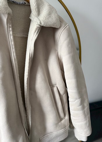 Bej Peluş Detaylı zara erkek Ceket - Görsel 3