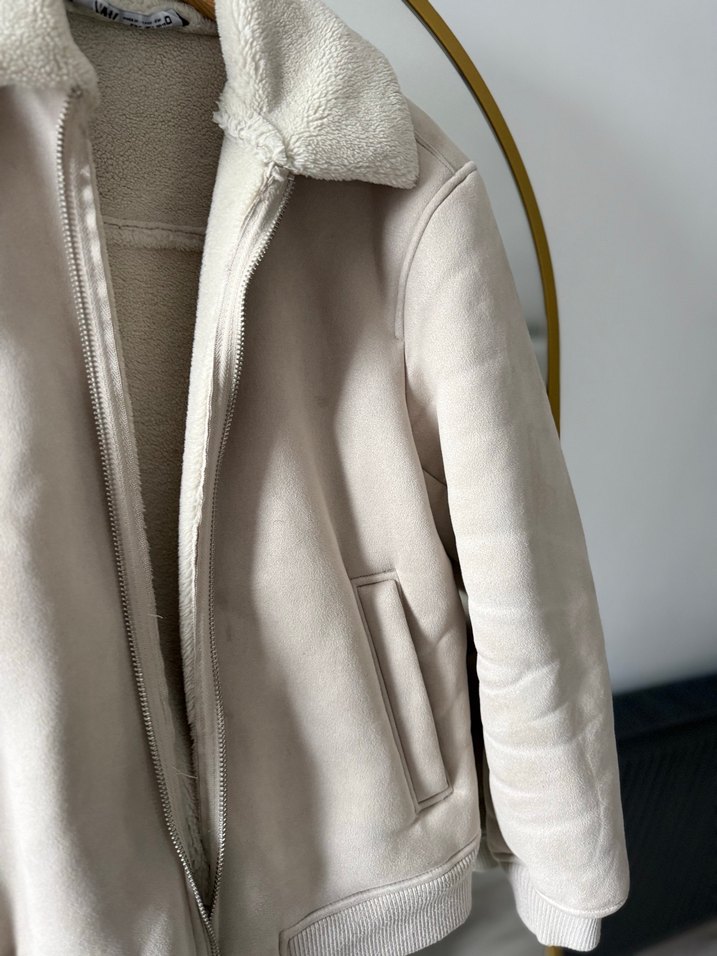 Bej Peluş Detaylı zara erkek Ceket - Görsel 3