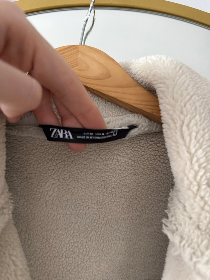 Bej Peluş Detaylı zara erkek Ceket - Görsel 4