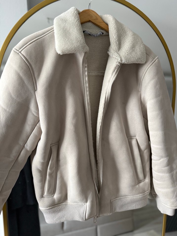 Bej Peluş Detaylı zara erkek Ceket - Görsel 2