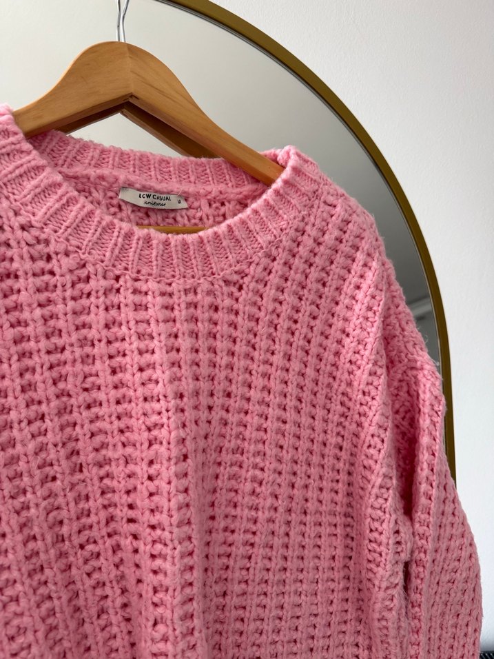 Pembe Örgü Salaş Kadın Kazak - Görsel 2