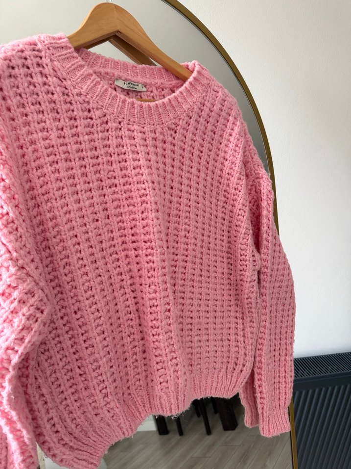 Pembe Örgü Salaş Kadın Kazak - Görsel 3