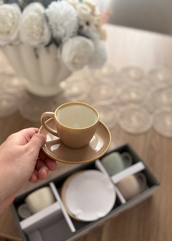 Bej Renkli Seramik 4'lü Fincan Seti - Görsel 2