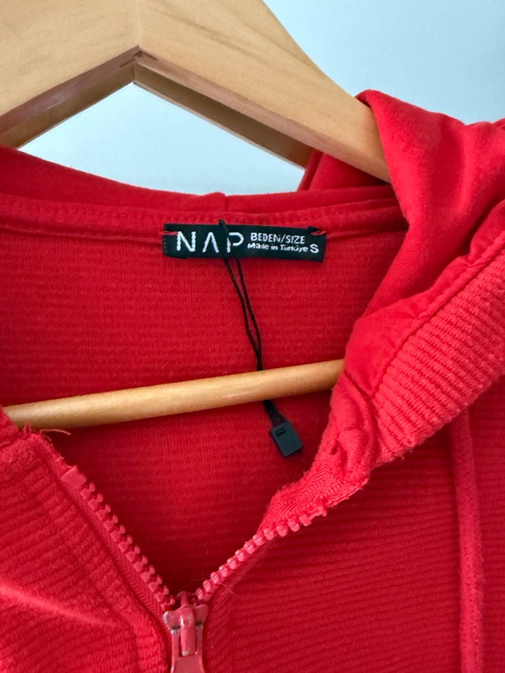 Kırmızı Kadın Fermuarlı Sweatshirt - Görsel 2