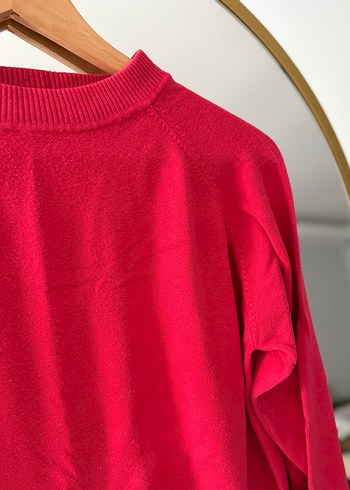 Kadın Kırmızı Uzun Kollu Bisiklet Yaka Kazak - Görsel 2