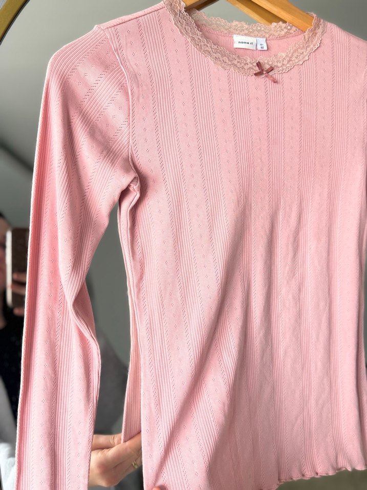 Dantelli Pembe Kadın Bluz - Görsel 3