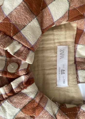 Zara Düğmeli Kahverengi Kareli Midi Ceket