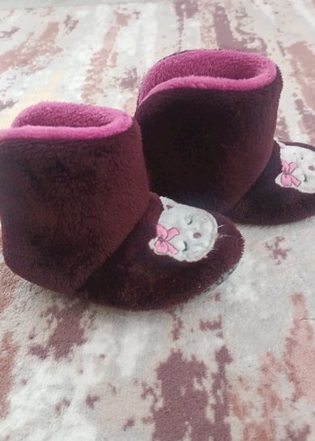 Kız Çocuk Kahverengi Nakışlı Sıcak Ev Terliği - Görsel 4