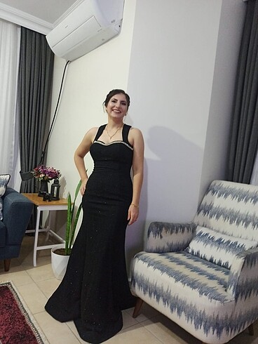 40 Beden siyah Renk Abiye Gece elbisesi