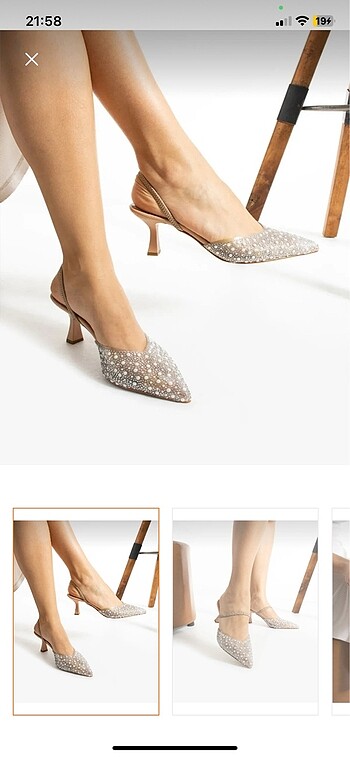 İncili taşlı topuklu stiletto