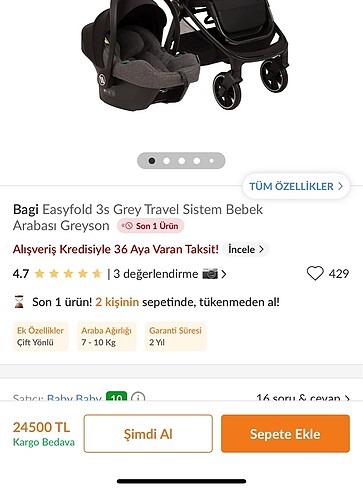 Bebek arabası (güncel sıfır fiyatı 24.500) o yüzden pazarlık ya - Görsel 5