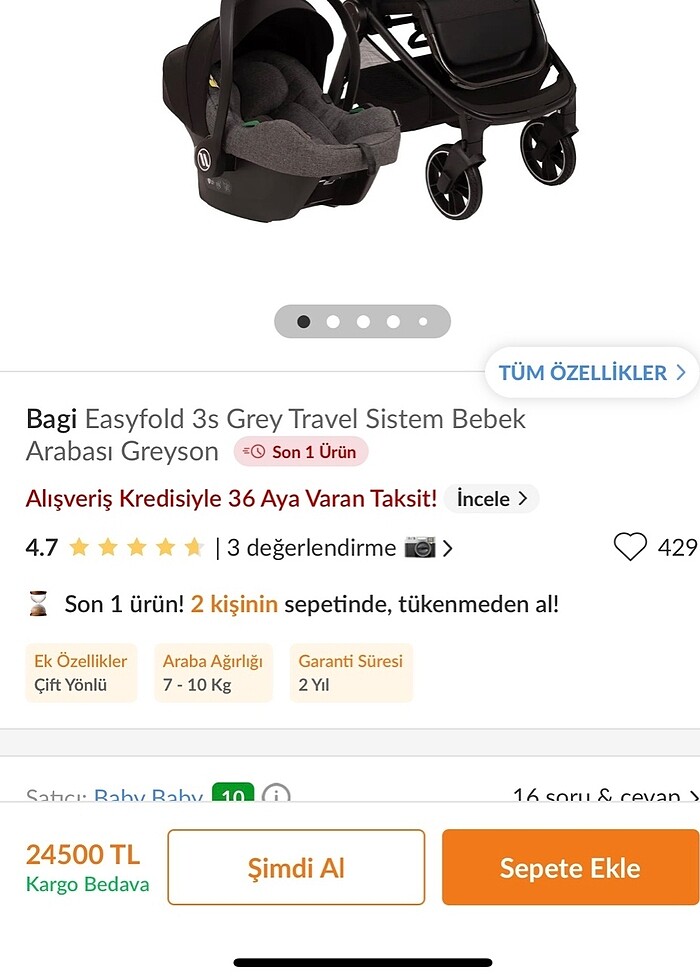 Bebek arabası  (güncel sıfır fiyatı 24.500) o yüzden pazarlık ya - Görsel 5