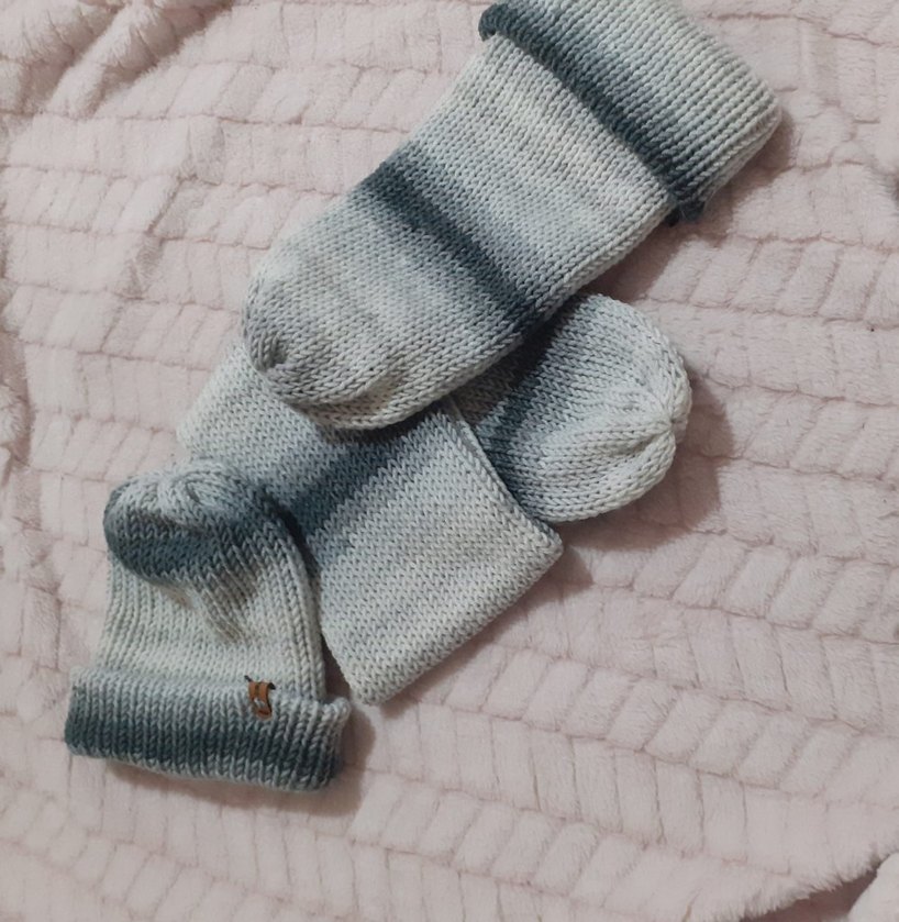 Mor Örgü Çocuk Bere ve Atkı Seti - Görsel 2