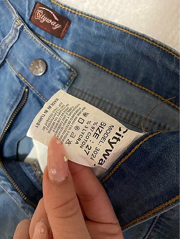 l Beden mavi Renk Taşlı pantolon