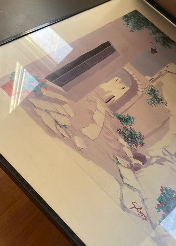 Beden Kahverengi Tonlarda Sokak Manzarası Tablosu