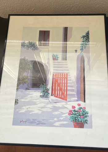 Kırmızı Kapılı Pastel Tonlarda Tablo
