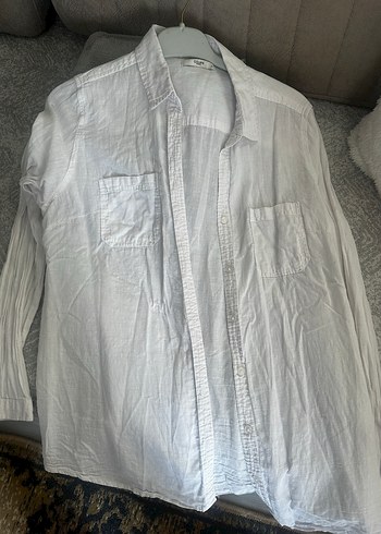 Kadın Beyaz Denim Gömlek - Görsel 3