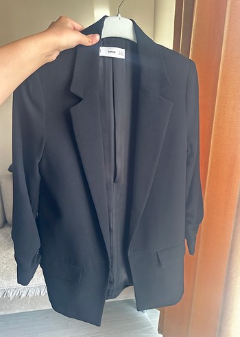 Kadın Siyah Düğmeli Midi Blazer Ceket - Görsel 2