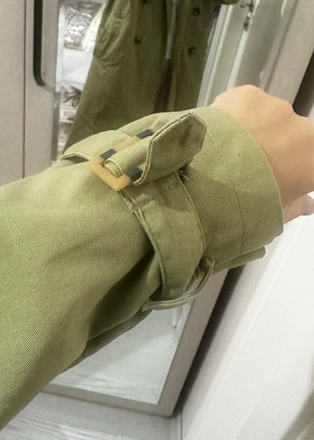 Kadın Haki Midi Keten Trençkot - Görsel 3